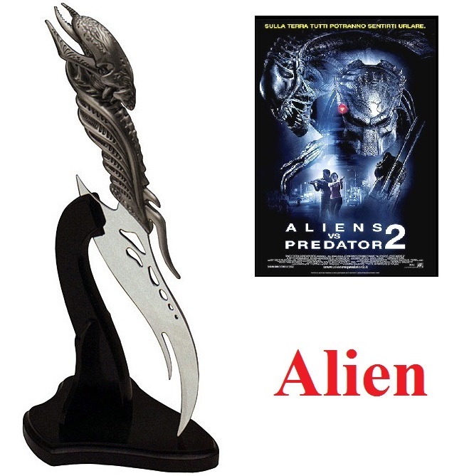 Coltello shadow alien marca united - pugnale fantasy da collezione con espositore da tavolo dedicato ai film alien.